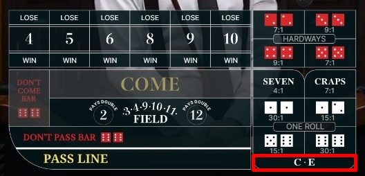 クラップス 賭け方の種類